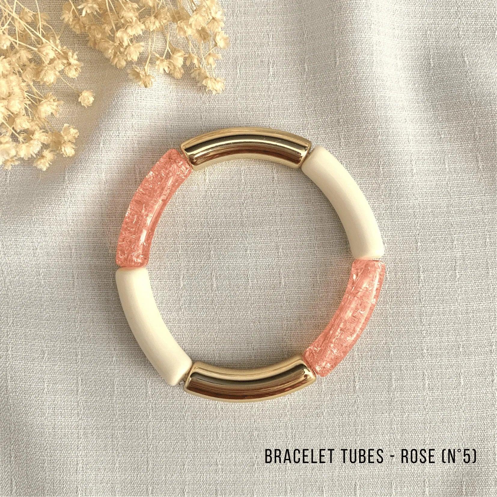 Bracelet Jonc Tubes AMELIA - Collection Rose/Corail - Lynéör Bijoux