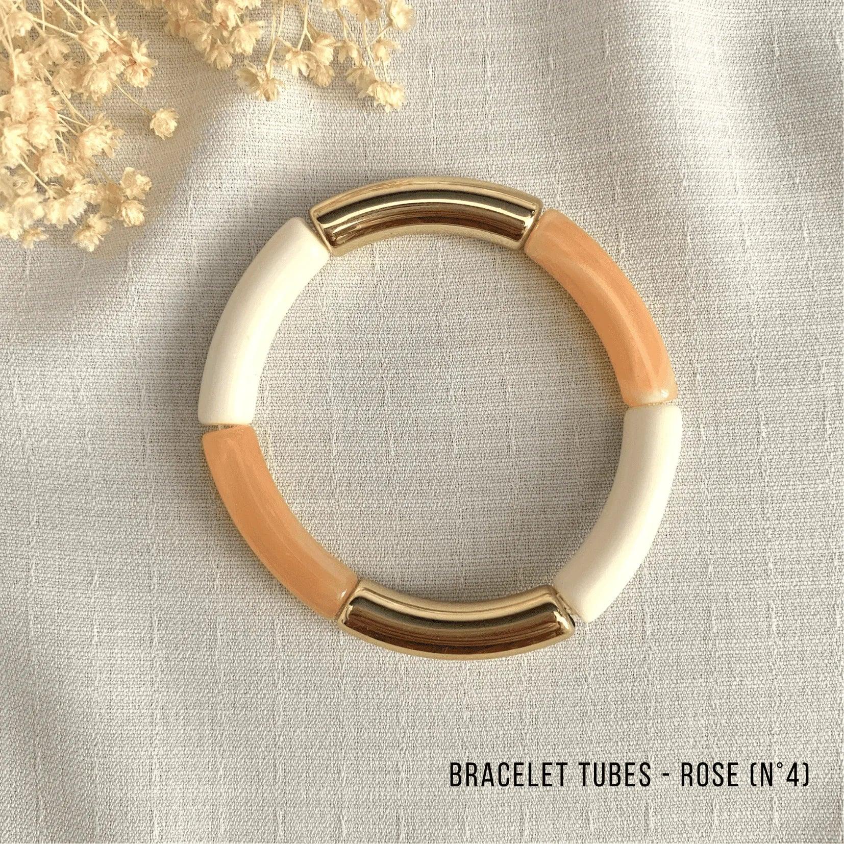 Bracelet Jonc Tubes AMELIA - Collection Rose/Corail - Lynéör Bijoux