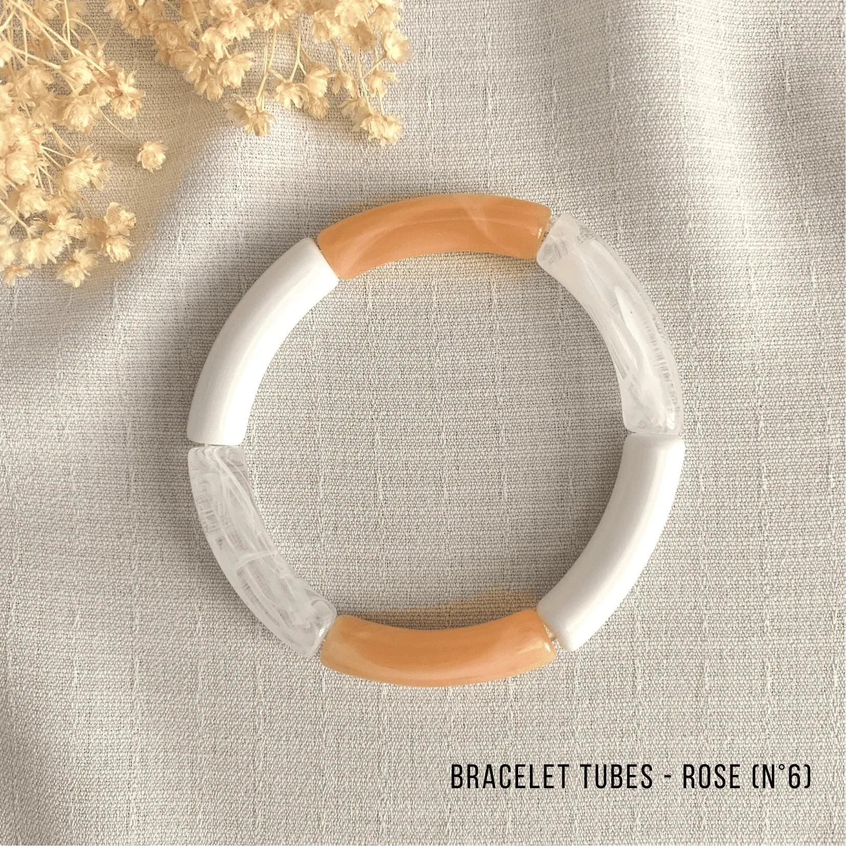 Bracelet Jonc Tubes AMELIA - Collection Rose/Corail - Lynéör Bijoux