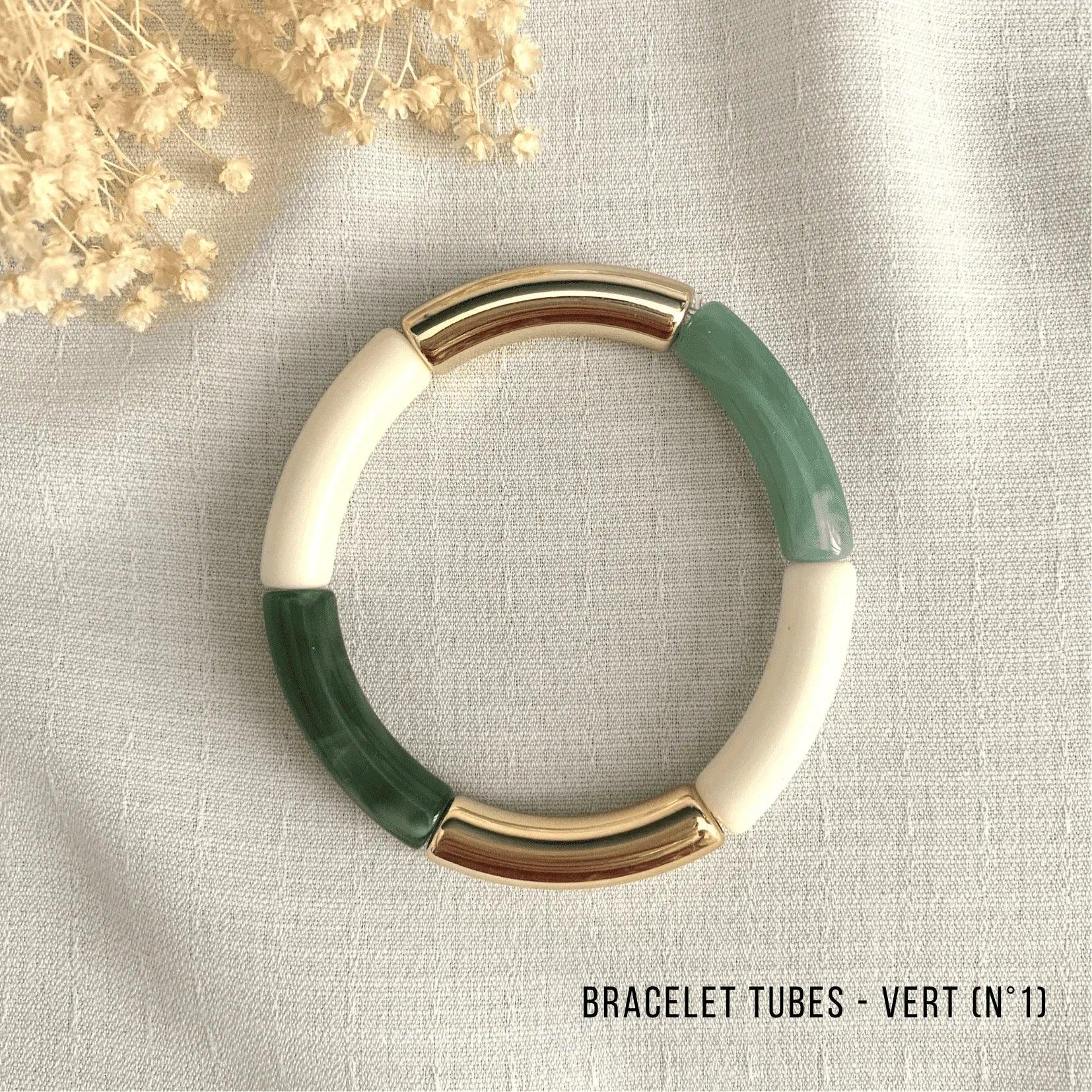 Bracelet Jonc Tubes AMELIA - Collection Vert - Lynéör Bijoux