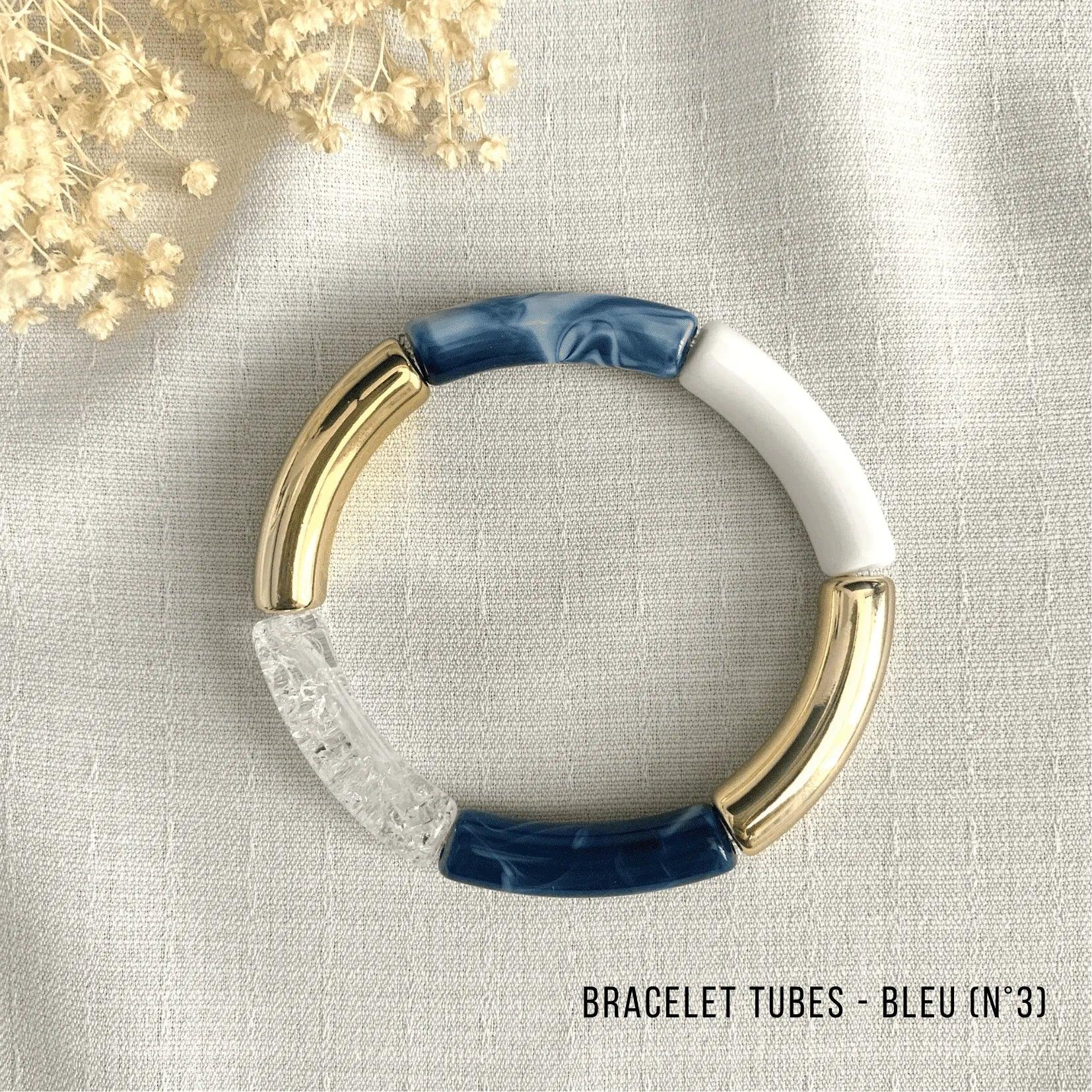 Bracelet Jonc Tubes AMELIA - Collection Bleu - Lynéör Bijoux