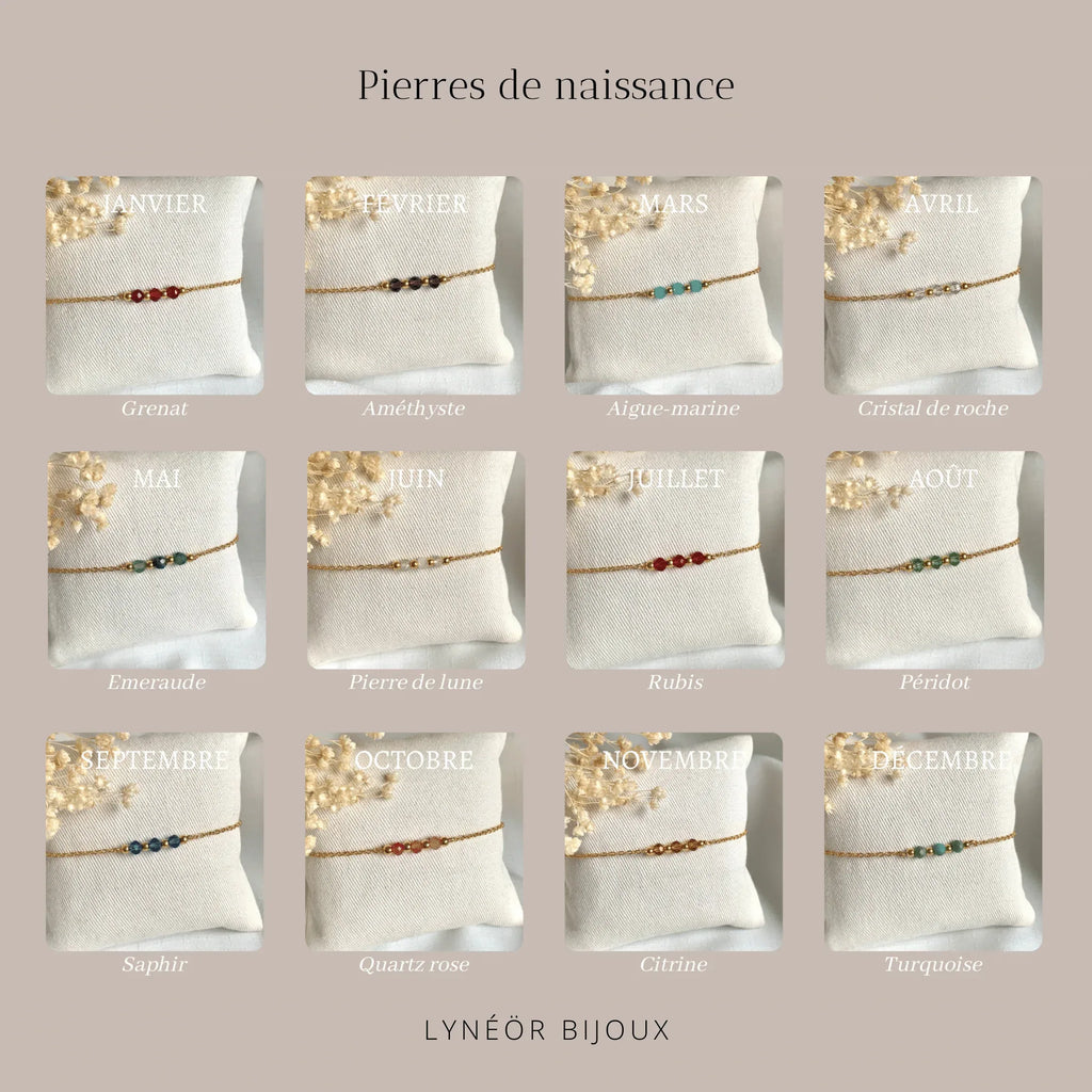 Bracelet LISE - pierres de naissance - Lynéör Bijoux