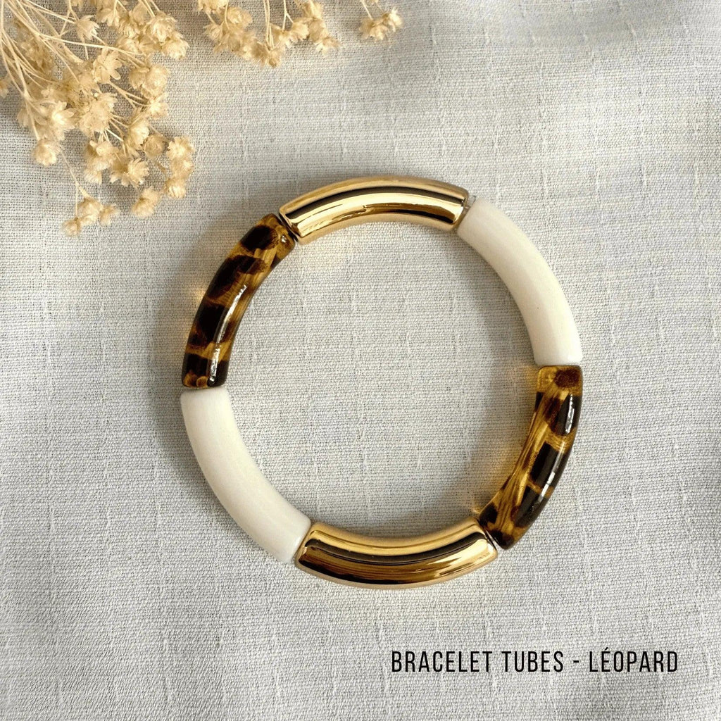 Bracelet Jonc Tubes AMELIA - Léopard - Lynéör Bijoux