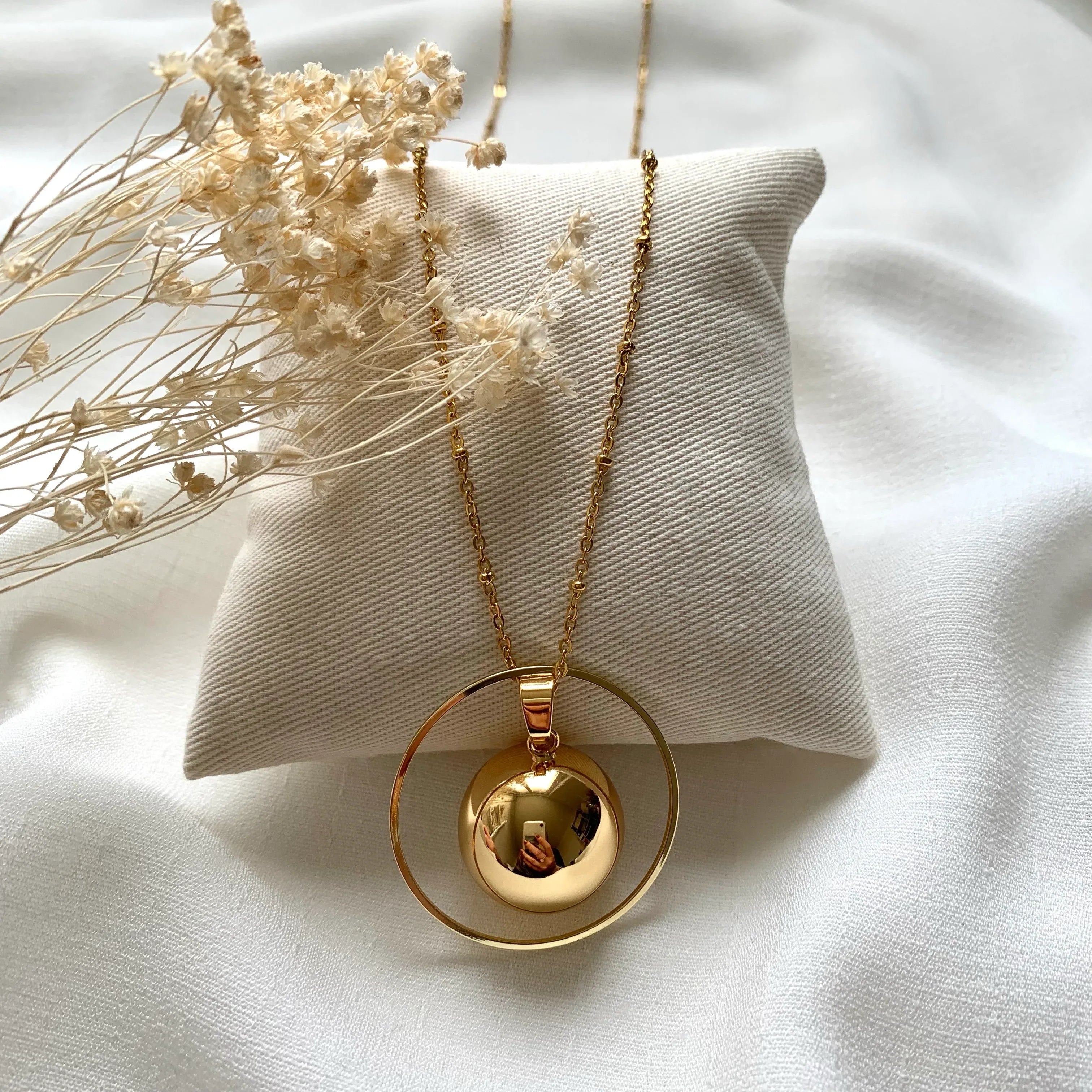 Bola de grossesse doré avec anneau - Lynéör Bijoux