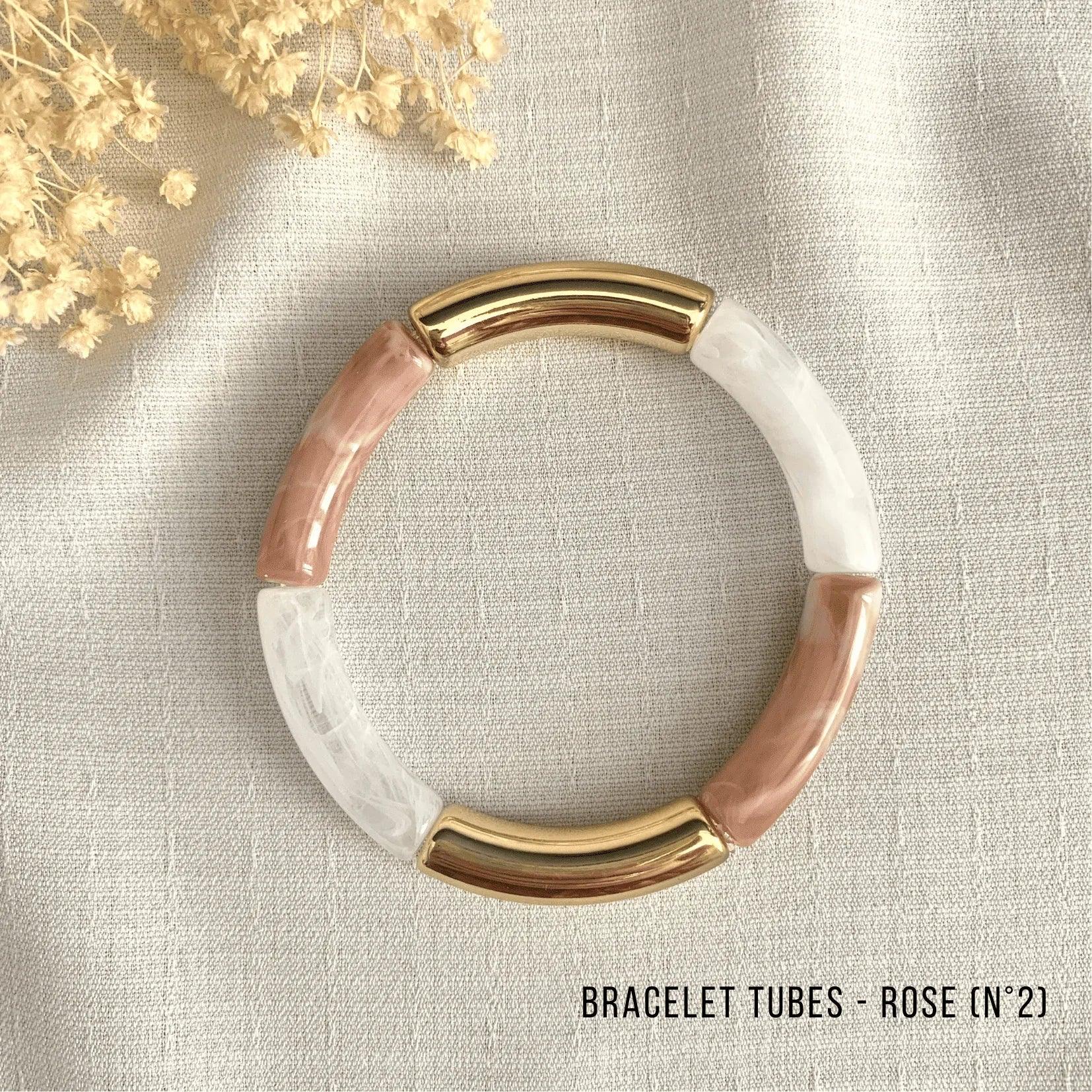 Bracelet Jonc Tubes AMELIA - Collection Rose/Corail - Lynéör Bijoux