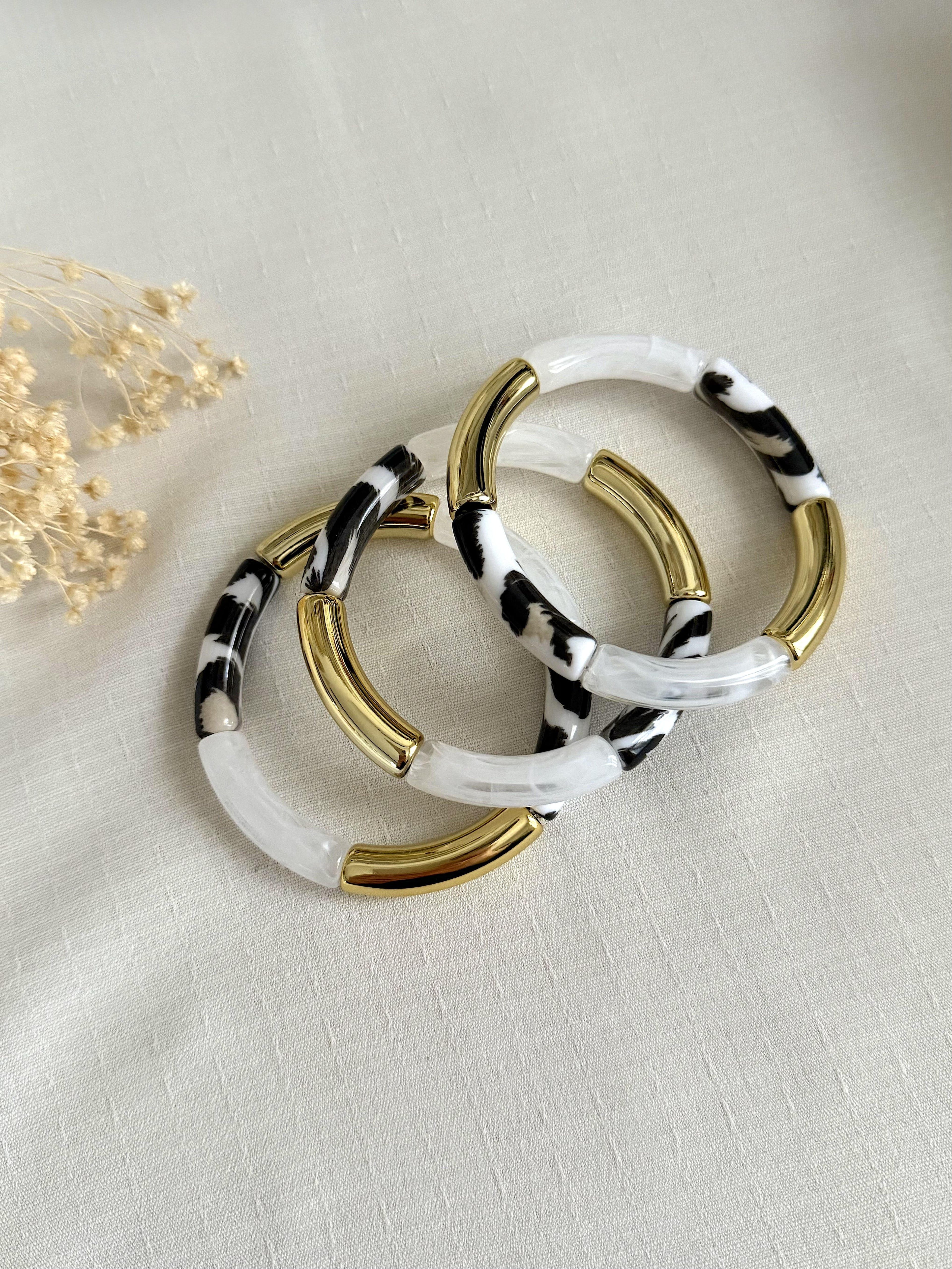 Bracelet Jonc Tubes AMELIA - Zèbre - Lynéör Bijoux