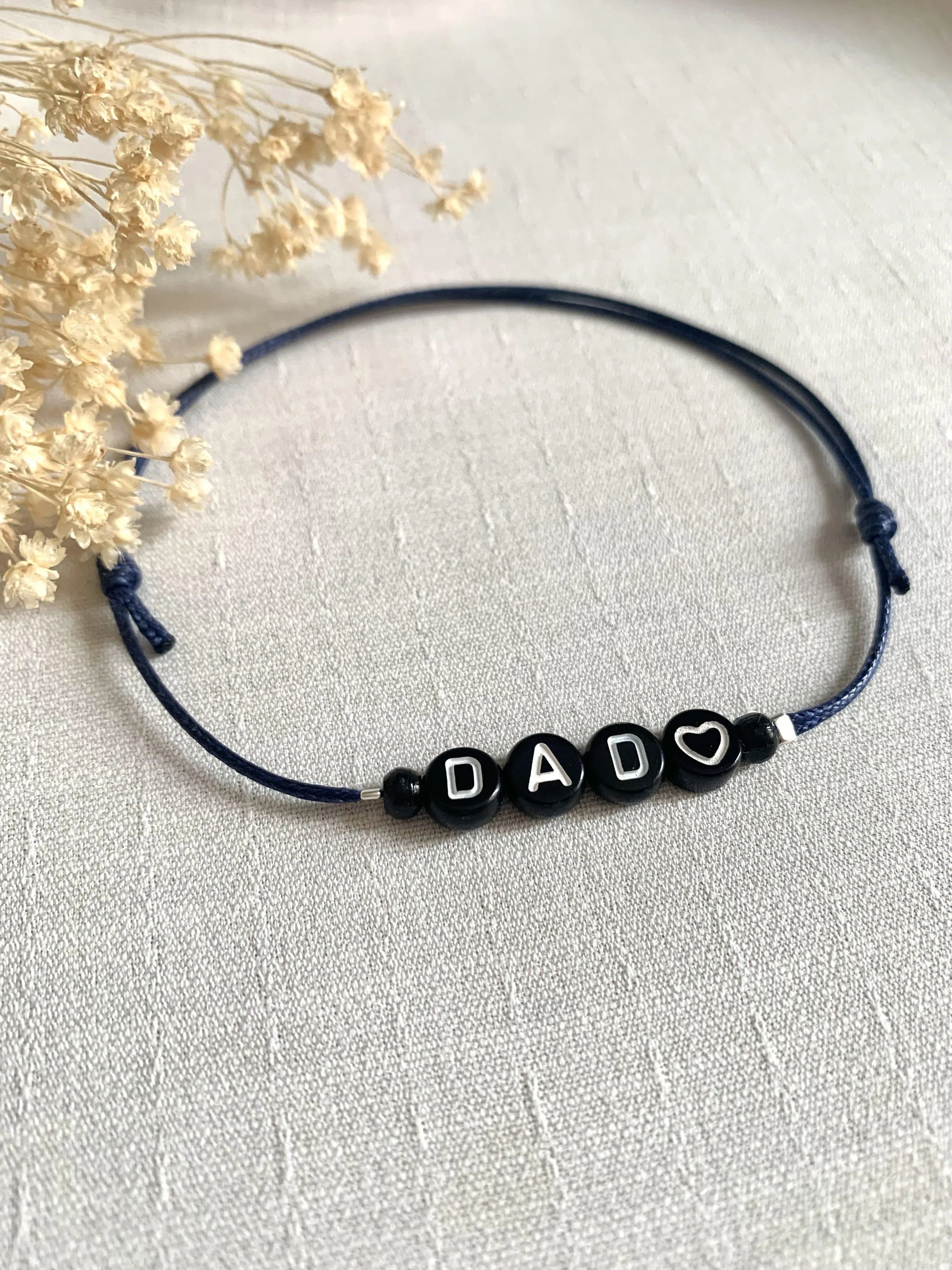Bracelet Homme Papa / Lettres noires - Lynéör Bijoux