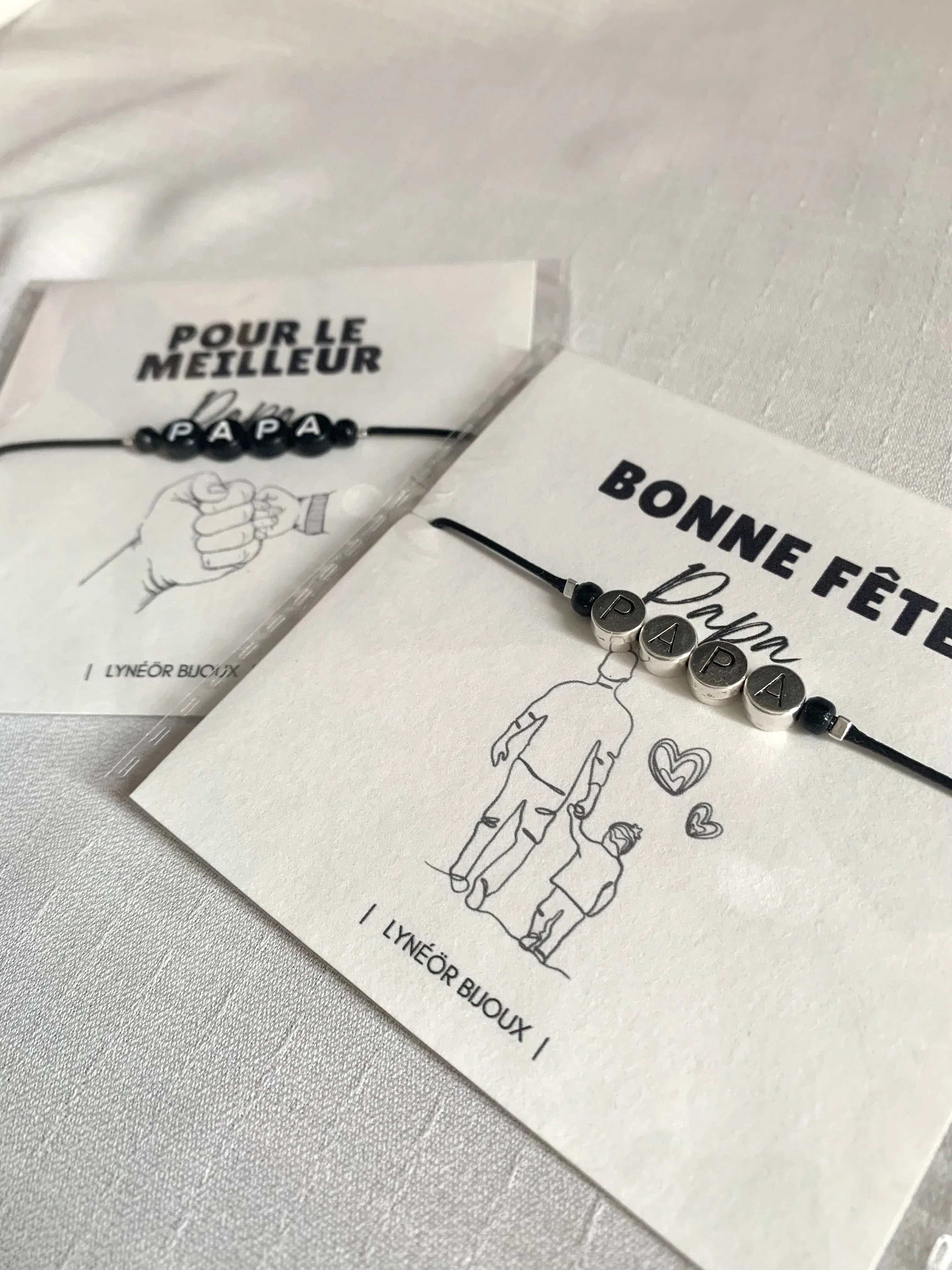 Bracelet Homme Papa / Lettres métal argent - Lynéör Bijoux