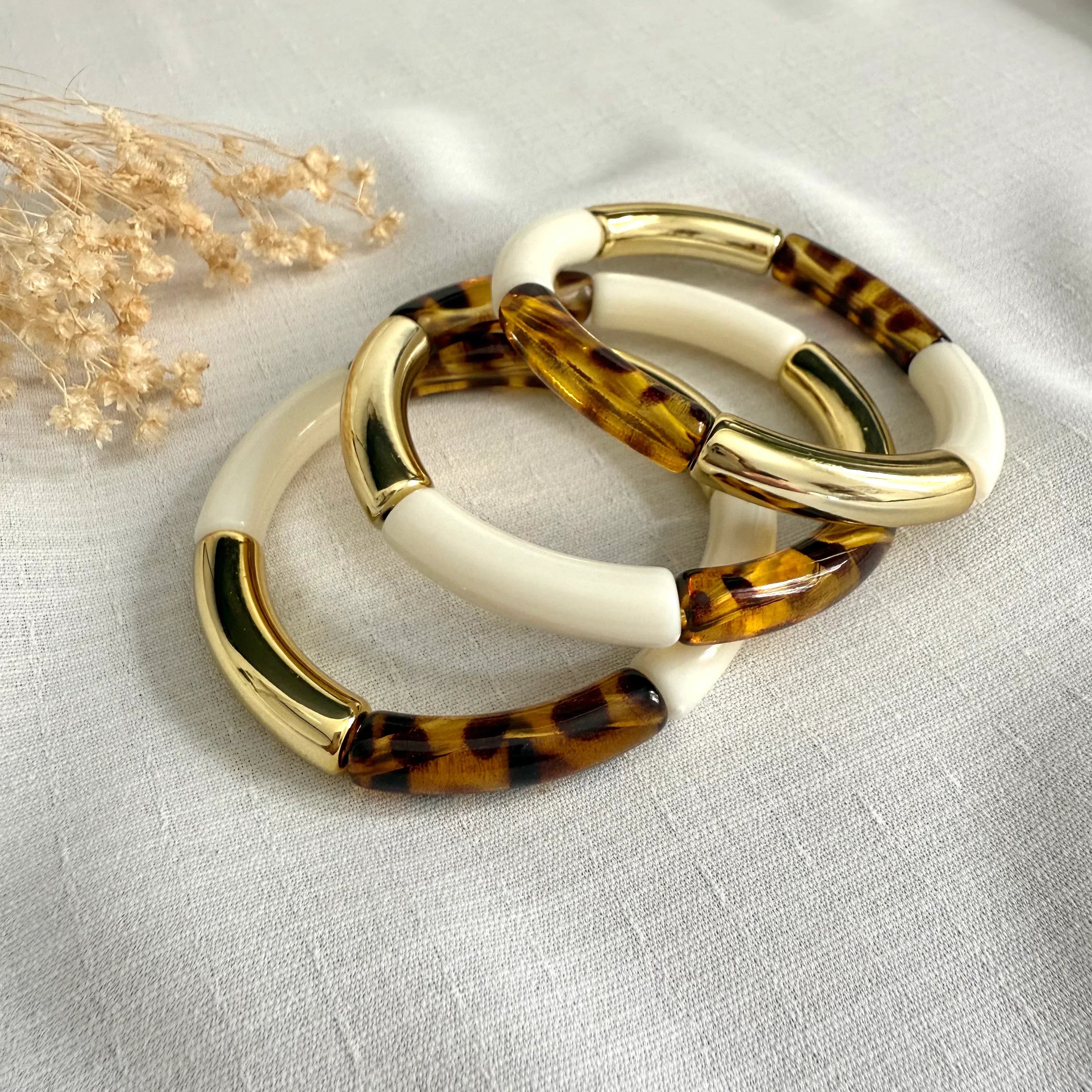 Bracelet Jonc Tubes AMELIA - Léopard - Lynéör Bijoux