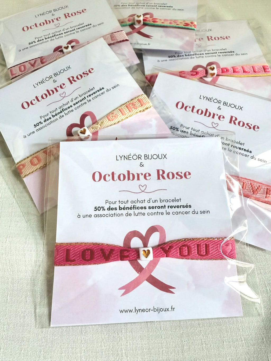 Bracelet Ruban Octobre Rose - Lynéör Bijoux