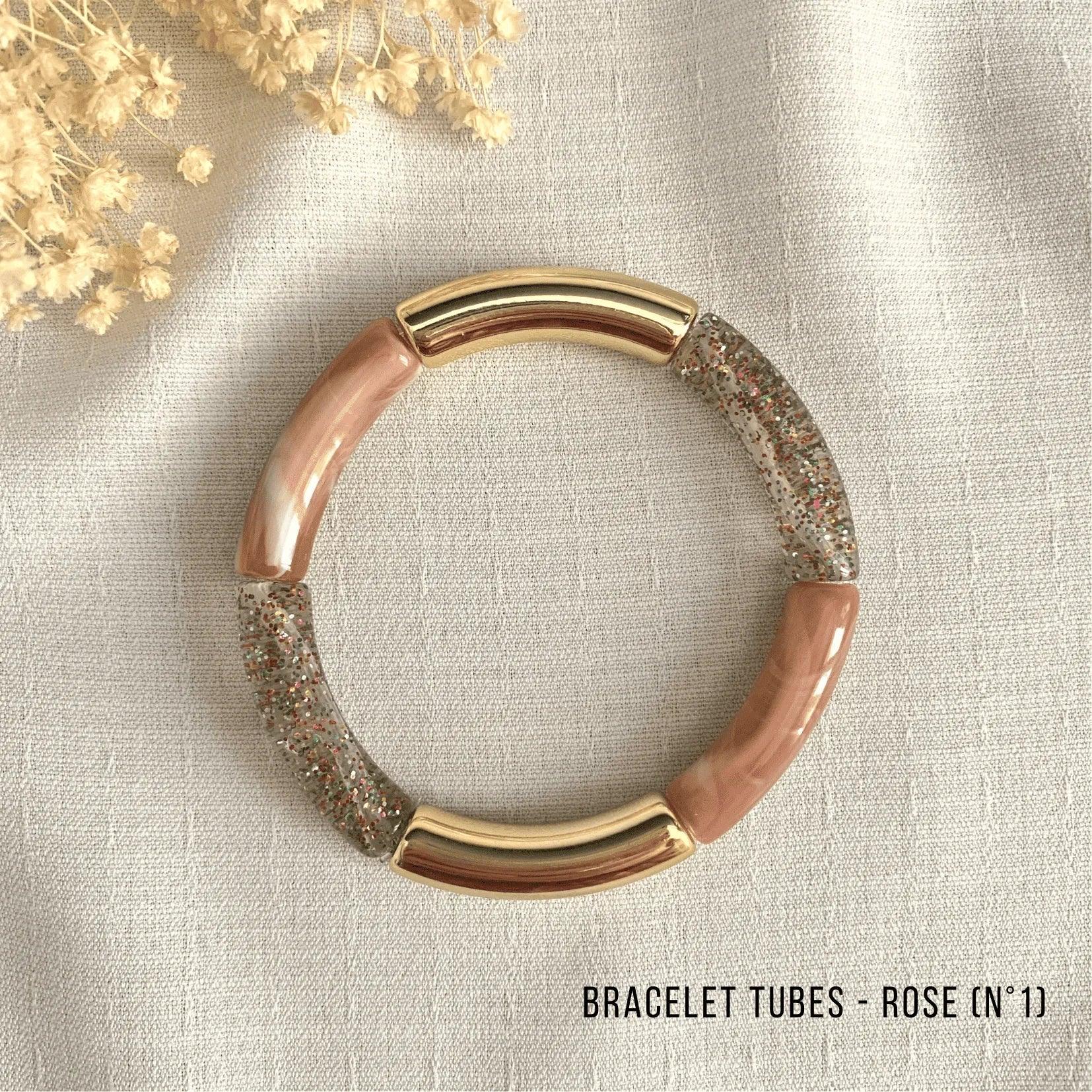 Bracelet Jonc Tubes AMELIA - Collection Rose/Corail - Lynéör Bijoux