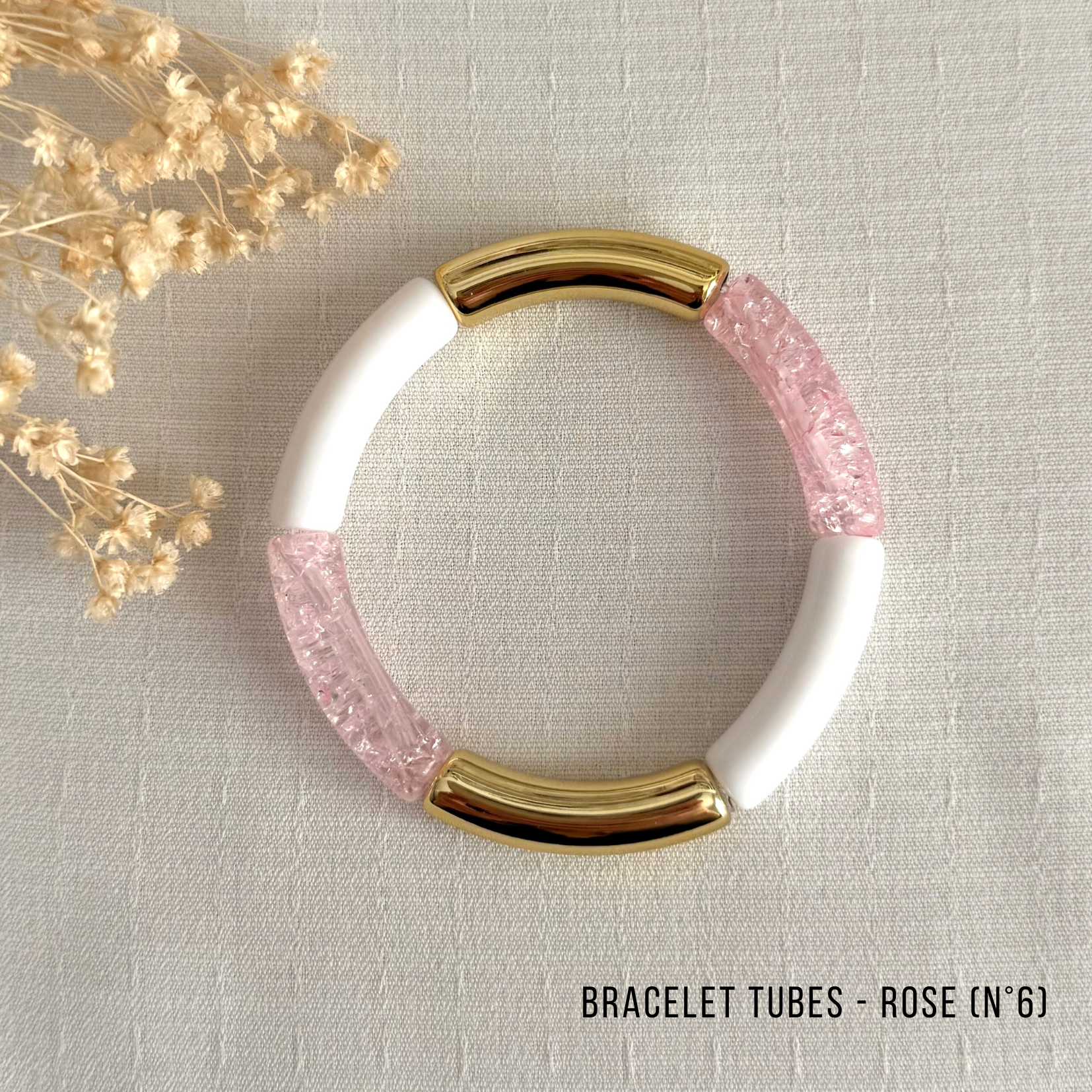 Bracelet Jonc Tubes AMELIA - Collection Rose/Corail
