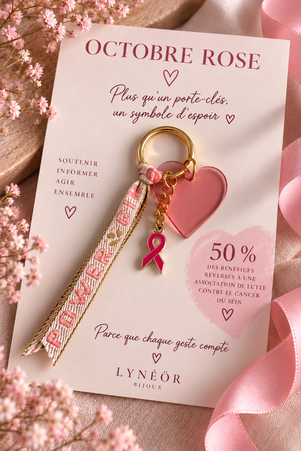 Porte Clés Octobre Rose