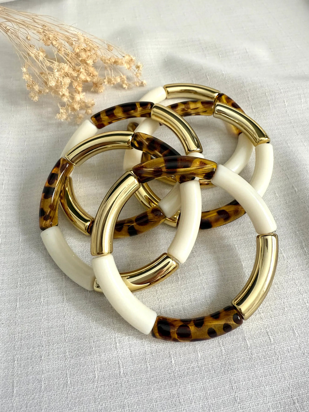 Bracelet Jonc Tubes AMELIA - Léopard - Lynéör Bijoux