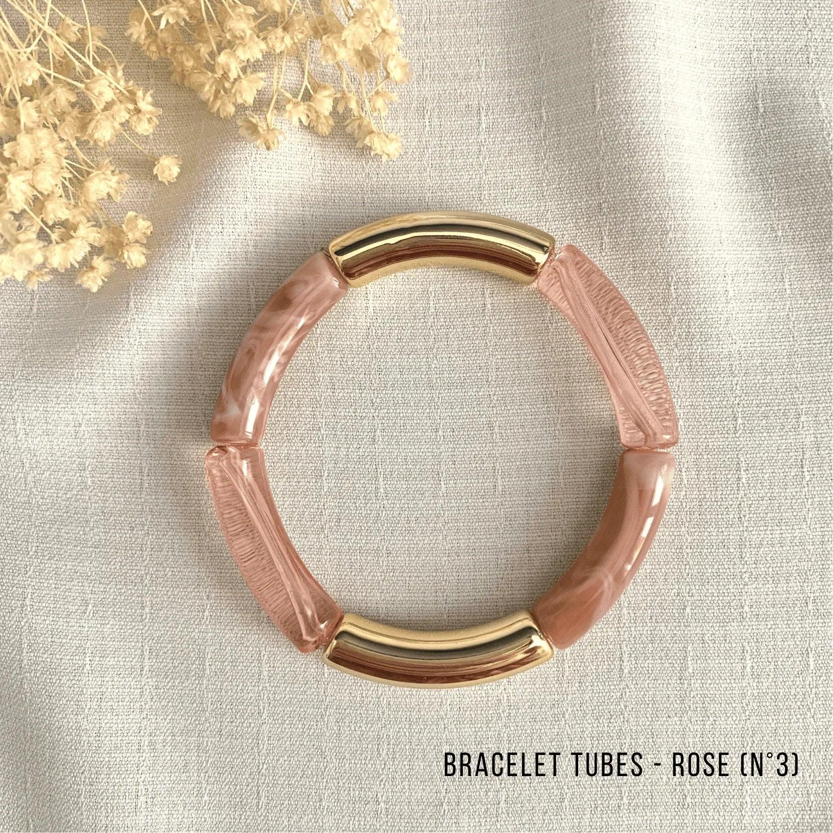 Bracelet Jonc Tubes AMELIA - Collection Rose/Corail - Lynéör Bijoux