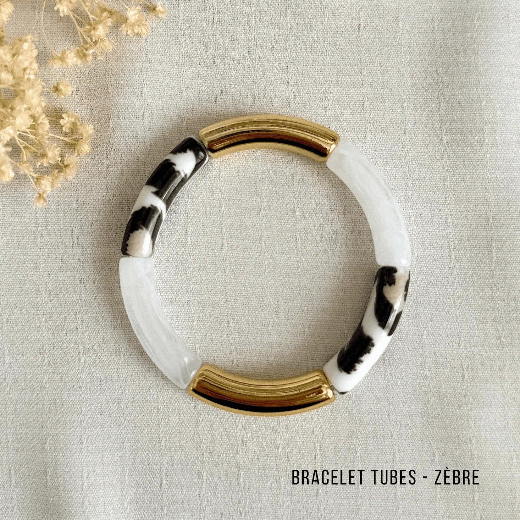 Bracelet Jonc Tubes AMELIA - Zèbre - Lynéör Bijoux