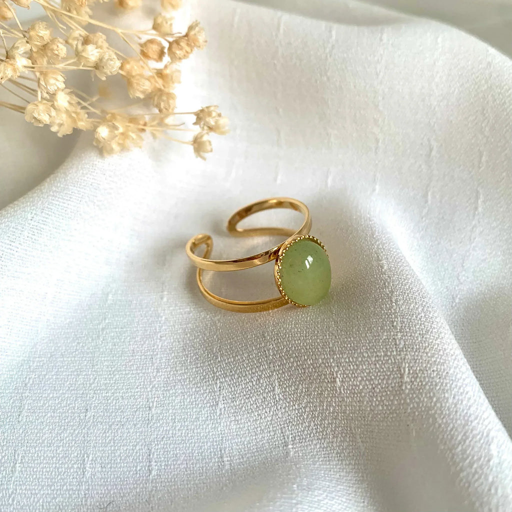 Bague ALMA (Nacre ou Aventurine) - Lynéör Bijoux