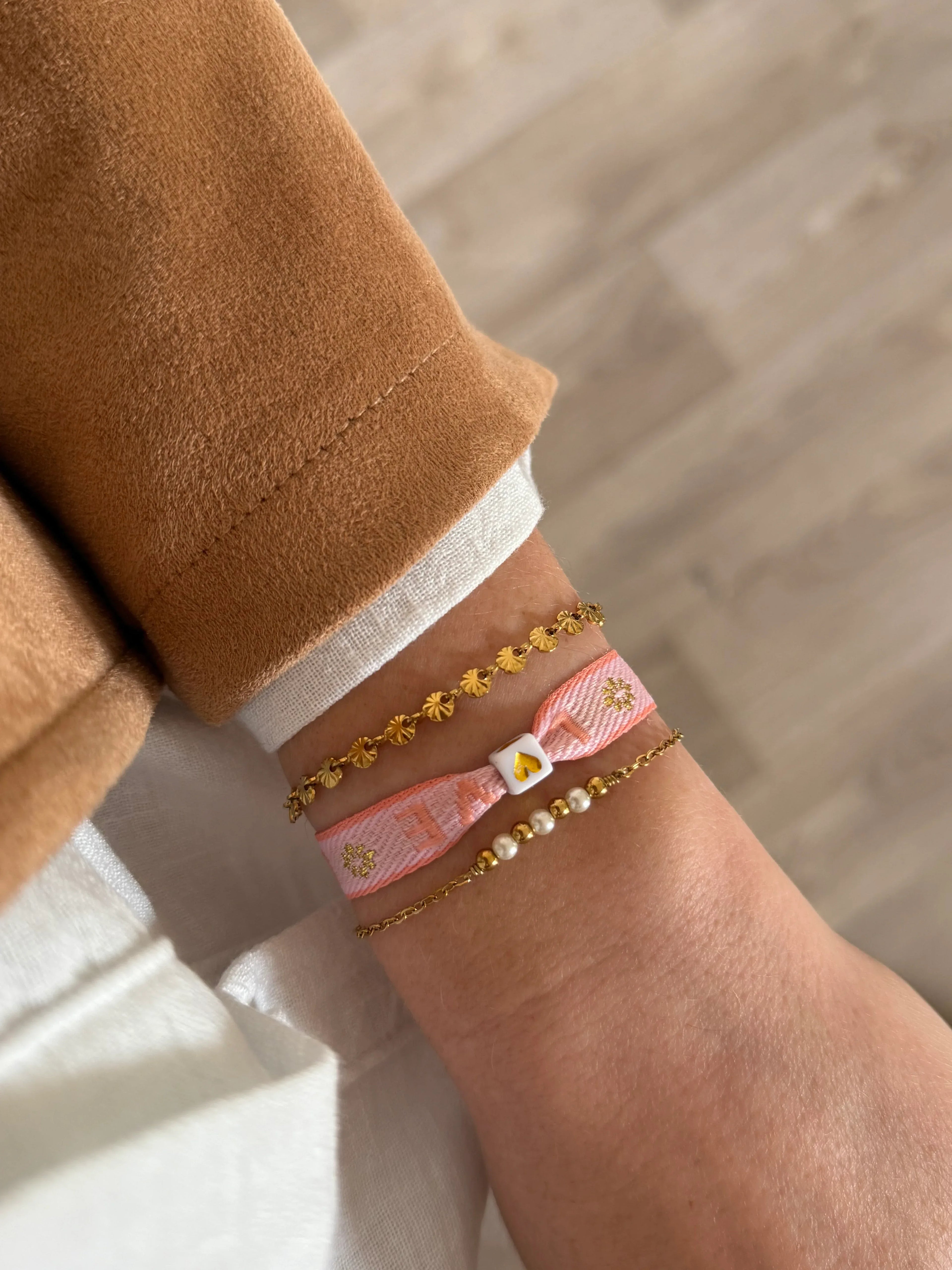 Bracelet Ruban Octobre Rose - Lynéör Bijoux